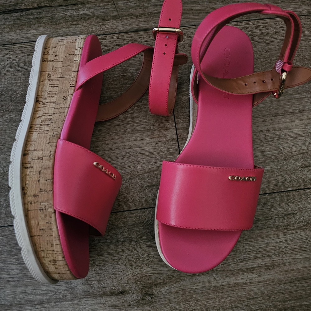 Coach Mauve Pink Wedge Sandals